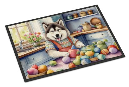 NEW Decorating Easter Alaskan Malamute Doormat Front Door Mat Indoor Outdoor Rugs for Entryway, Non Slip Washable Low Pile, 18H X 27W