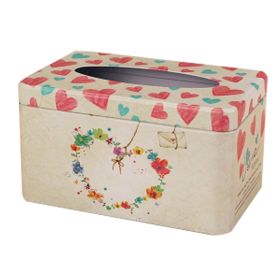 Tinplate Tissue Box Holder Rural Style Facial Napkin Tissue Box Cover for Home Office Bar - Wreath