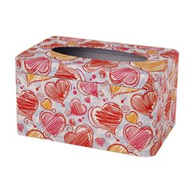 Tinplate Tissue Box Holder Vintage Facial Napkin Tissue Box Cover for Home Office Bar - Cartoon Heart