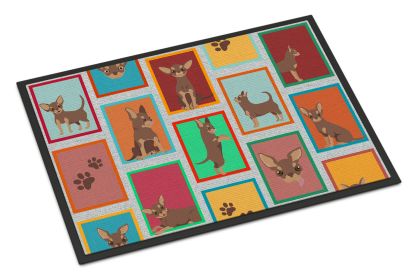 NEW Lots of Chocolate Chihuahua Doormat Front Door Mat Indoor Outdoor Rugs for Entryway, Non Slip Washable Low Pile, 18H X 27W