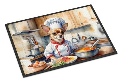 NEW Chihuahua The Chef Doormat Front Door Mat Indoor Outdoor Rugs for Entryway, Non Slip Washable Low Pile, 18H X 27W