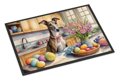 NEW Decorating Easter Greyhound Doormat Front Door Mat Indoor Outdoor Rugs for Entryway, Non Slip Washable Low Pile, 18H X 27W