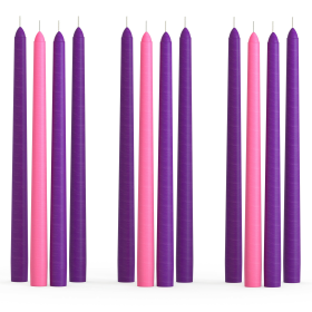 CANDWAX 10 inch Taper Advent Candles 3 Sets - Dripless Taper Candles and Unscented Candlesticks - Long Burning Tapered Candles Perfect as Advent Wreat