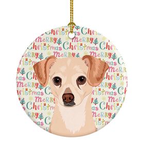 Chihuahua Cream Christmas Ceramic Ornament Christmas Tree Hanging Decorations for Home Christmas Holiday, Party, Gift, 3 in, Multicolor