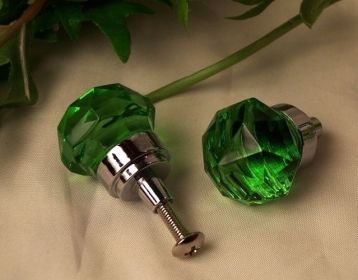 SMALL Green Solid Crystal DrawerDoor Pull