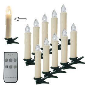 FCMSHAMD 4 inch Lvory Flameless Battery Operated Candles with Remote for Birthday Christmas Tree Decoration Pack of 10