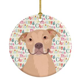 Pit Bull Fawn #1 Christmas Ceramic Ornament Christmas Tree Hanging Decorations for Home Christmas Holiday, Party, Gift, 3 in, Multicolor