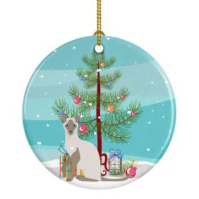 NEW Siamese Modern Cat Christmas Ceramic Ornament Christmas Tree Hanging Decorations for Home Christmas Holiday, Party, Gift, 3 in, Multicolor