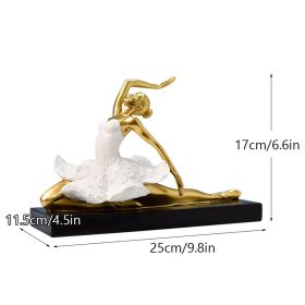 NORTHEUINS Resin Ballet Dancer Figurines for Interior Art Girl Statue Home Living Room Bedroom Entrance Display Decor Accessorie (Color: D Golden)