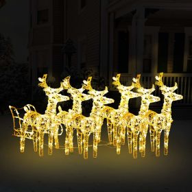 Reindeers & Sleigh Christmas Decoration 320 LEDs Acrylic (Color: White)