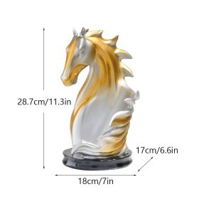 NORTHEUINS Resin Horse Head Wine Rack Figurines Interior Bottle Holder Storage Ornaments Home Living Room Tabletop Decorations (Color: silver)