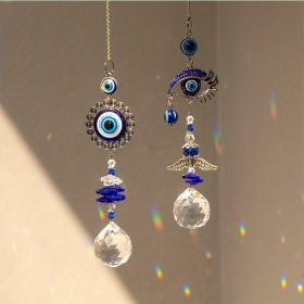 1pc Crystal Sun Catchers, Blue Butterfly Evil Eye Suncatcher Indoor Window With Prism Ball (Style: Round + Eyes)