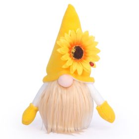 Sunflower Gnome Plush Ornament Kids Room Decoration Home Decoration Doll (Color: yellow)