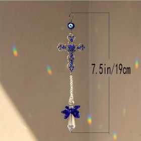 1pc Crystal Sun Catchers, Blue Butterfly Evil Eye Suncatcher Indoor Window With Prism Ball (Style: Cross)